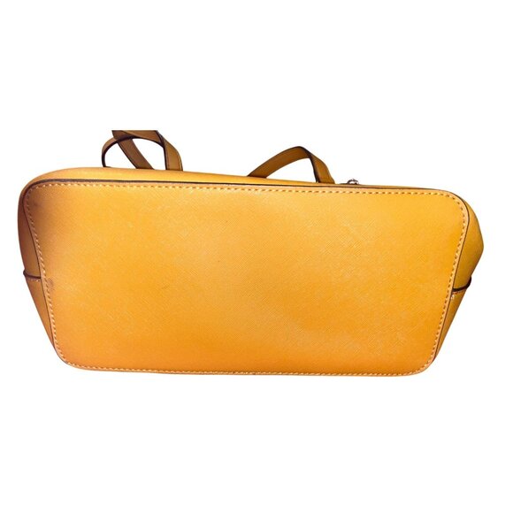 Guess Los Angeles Yellow Faux Leather Shoulder Bag With Logo Embossing & Charm - Picture 3 of 8